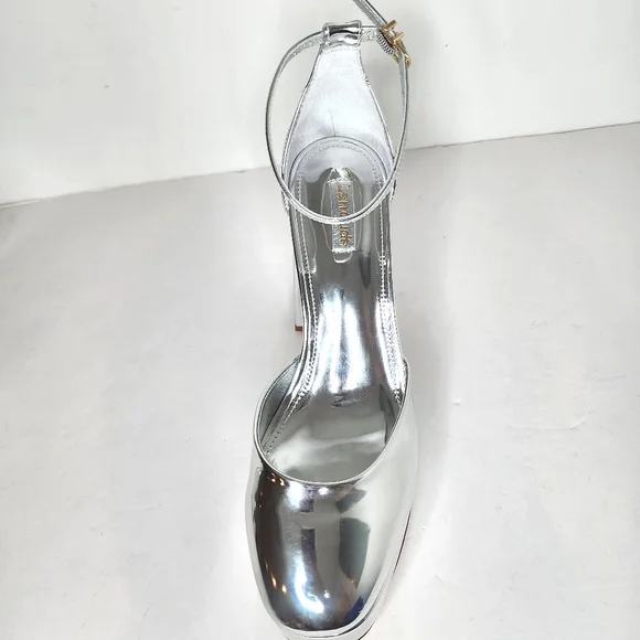 Larroude Ari Metallic Leather Ankle Strap Platform Sandals Size 8 - Picture 3 of 11